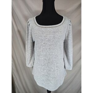Retrology Grey Rounded Blouse With Sparkle Line Size M Medium